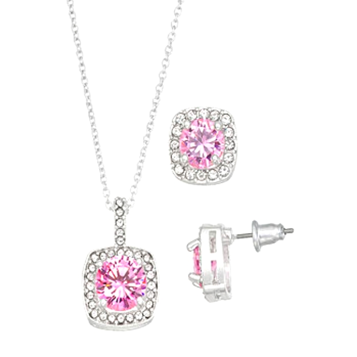 Cubic Zirconia Pure Silver Over Brass Jewelry Set